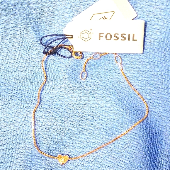 Fossil True Love 14k Rose Gold Plated Diamond Station Bracelet - Picture 1 of 9